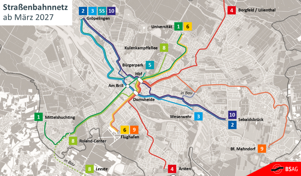 Straßenbahnnetz ab März 2027