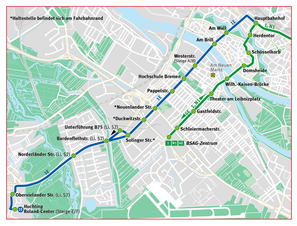 Ersatzverkehrsstrecke Linie 1 und N1