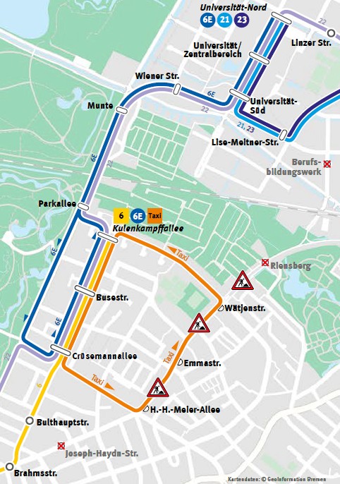 Ersatzverkehr Linie 6E
