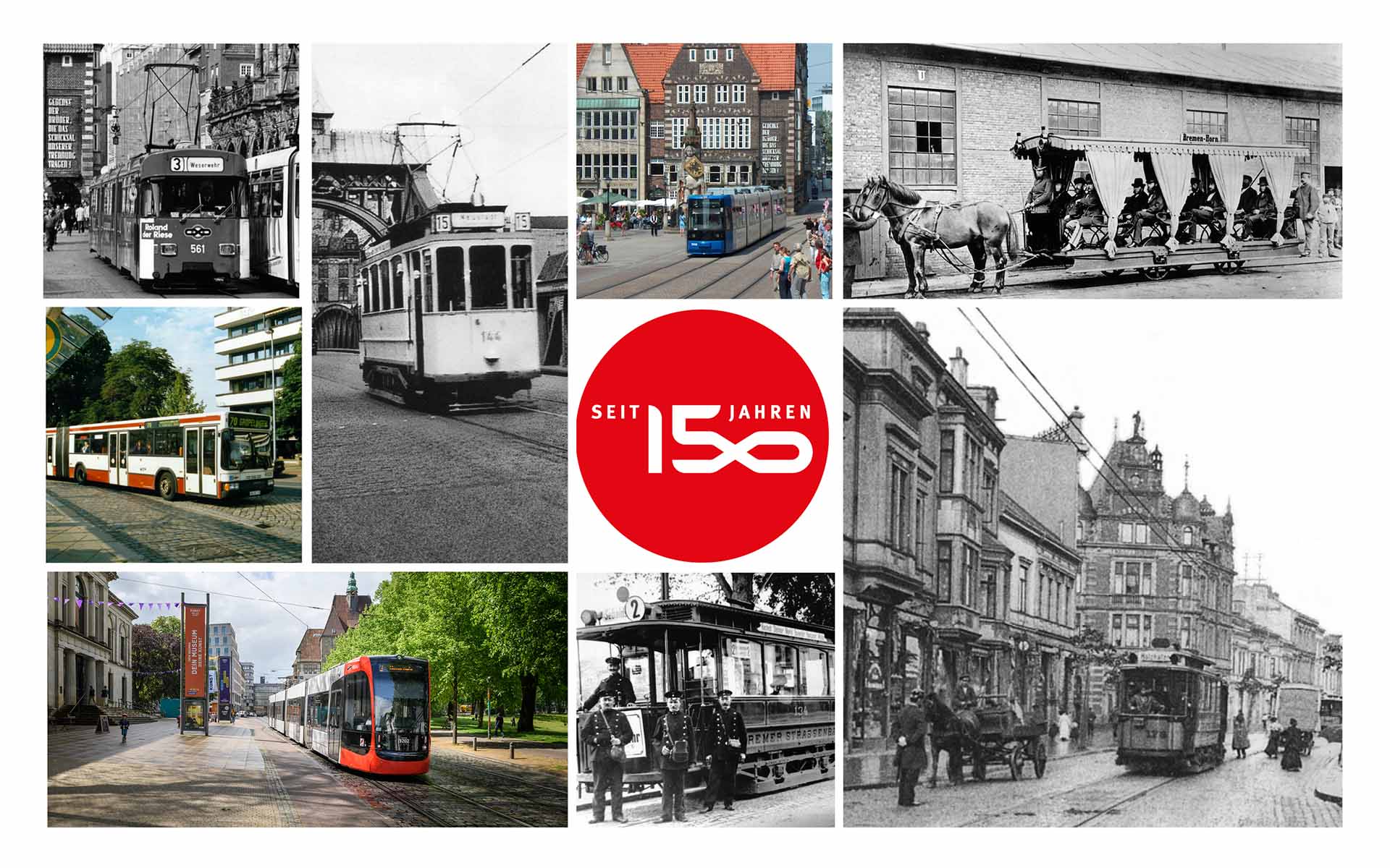 Straßenbahnen und Busse von damals und heute 